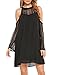 ACEVOG Women's Cold Shoulder Lace Chiffon Mini Patchwork Loose Casual Dress