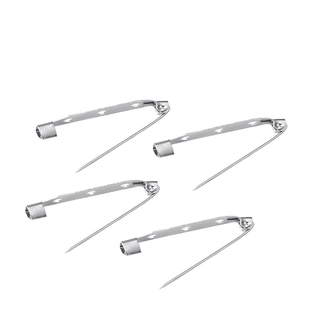 HEALLILY 50pcs Brooch Alloy Silver Three Holes Safety Pins Clasp Back Pins Bar Pins Brooch Pin for Craft Jewelry DIY Making Silver