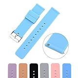MLQSS Soft Silicone Watch Band with Quick Release Pins - Choice Color & Width (18mm, 20mm or 22mm) Watch Straps w/Adjustable Metal Clasp