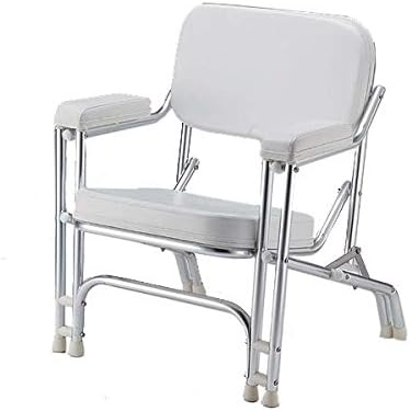 White Marine Vinyl Padded Folding Aluminum Deck Chair Boat Patio Dock