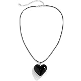 Fuqimanman2020 Chunky Big Love Heart Choker Necklace Pendant Adjustable Velvet Chain Glass Crystal Heart for Wome Y2K Jewelry Accessories
