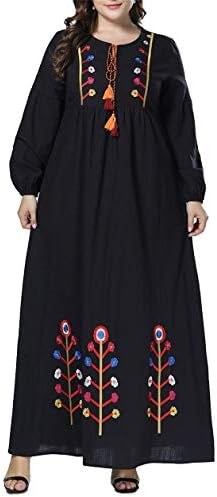 zhxinashu Embroidery Tassel Muslim Women Dress - Bangladesh Kaftan Robe Turkish Plus Size Islamic Clothes