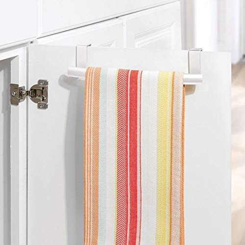 mDesign Modern Metal Kitchen Storage Over Curved Towel Bar Rack