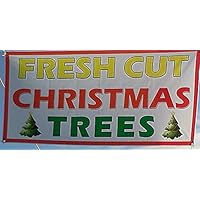 True Beaming 3ft x 6ft - Fresh Cut Christmas Trees Sale Banner & Sign Quality Guaranteed