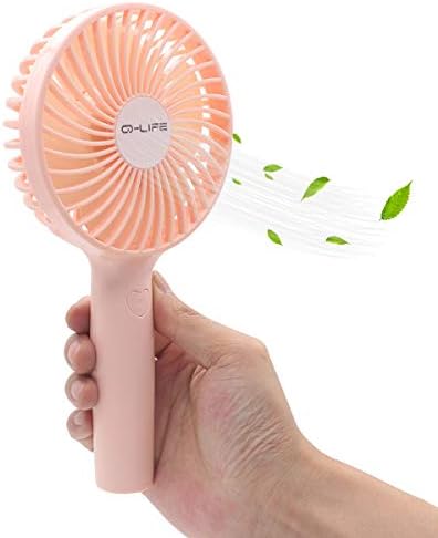 Hand Held Fan,Mini Electric Portable Desktop Table Desk Fan, 3 Speeds USB Rechargeable Fan for Concert Home Office Outdoor Travel (Pink)