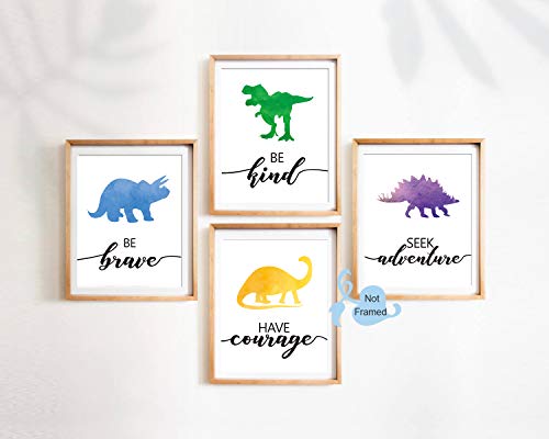 Watercolor-Dinosaur-Art-Print-Animals-Dinosaur-Inspirational-Quote-Canvas-Wall-Art-8X10X4-pieces-Unframed-Perfect-for-Nursery-Bedroom-Decoration
