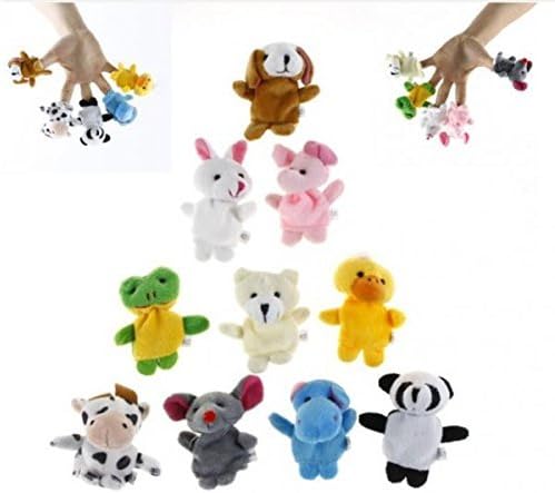 10Pcs Family Finger Puppets Cloth Doll Baby Educational Hand Cartoon Animals Toy