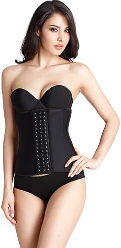 Waist Trainer Corset For Weight Loss Waist Cinchers Latex Waist Trainer Steel Boned Body Shapewear Underbust Corset (M, Black)