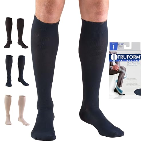 Truform Compression Socks, 20-30 mmHg, Men's Dress Socks, Knee High Over Calf L…