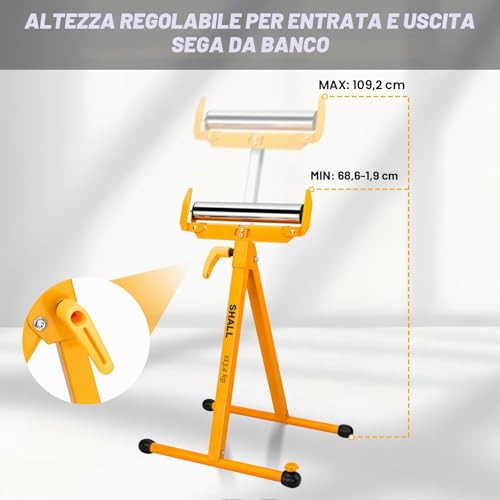 Shall Pack of 2 Folding Roller Stands, Heavy Duty 250 lbs Load Capacity, Adjustable Height from 70 to 100 cm, for Bench Saw, Woodworking