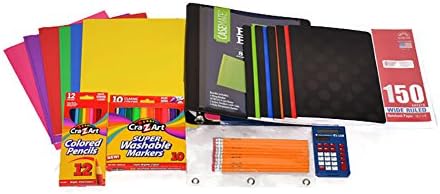 Back To School 3- Ring Binder 10" Ruler Index Divider TI-108 Calculator Bundle