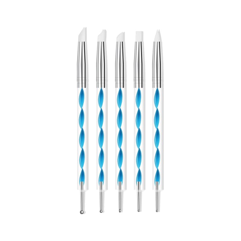 ZEOHBETY Nail Art Brush Set, 20 Pcs Nail Design Tools Extension Gel Brush Builder Brush Colors Black Blue