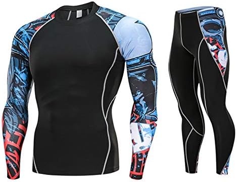 Zainafacai Men's Athletic Lightweight Fitness Sports Suit Long Sleeve Shirt+Pants Durable