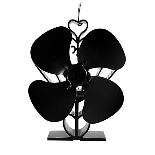 Morinoli 4 Blade Heat Powered Stove Fan for Wood/Log Burner/Fireplace,Eco Friendly and Efficient Fireplace Fans,Black,Crown