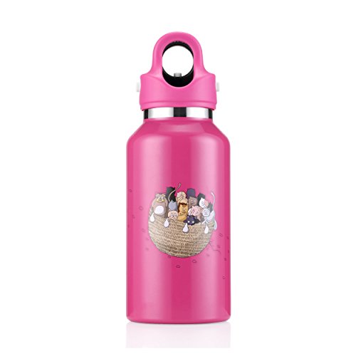 RevoMax V2 Twist-Free/No-Screw Vacuum Insulated Water Bottle -with One-Click Open/Close Lid for 36 Hours Ice Cold - Standard Mouth, Kids, Pink