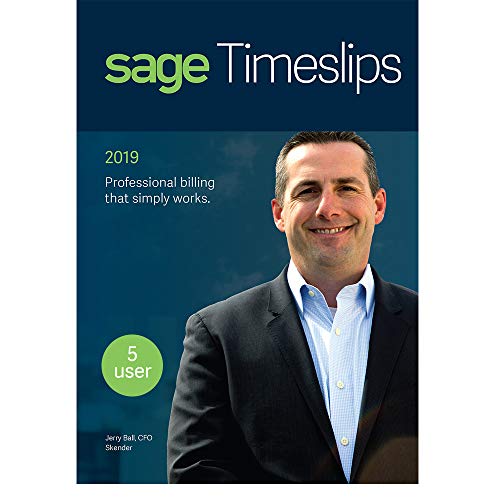 Sage Timeslips 2019, Time Tracking and Billing Software, Easy Data Entry, Over 100 Predefined Reports, Track Billable Hours, Streamline Billing Cycle, Guided Setup Wizard, Drag & Drop Design, 5-User