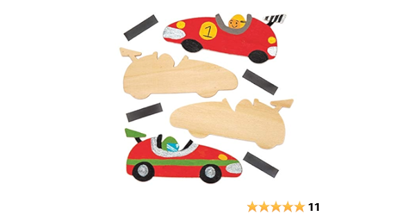 Baker Ross- Kits de imanes de coches de carreras de madera ...