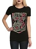Sleeping With Sirens Floral Shield Logo Girls T-Shirt