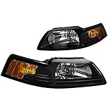 Spec-D Tuning 2LH-MST99JM-RS Ford Mustang Gt Base Svt Cobra Headlights W/Corner Lights 1Pc. Black