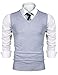 iClosam Mens Sweater Vest Casual V-Neck Slim Fit Knitted Pullover Knitwear Grey
