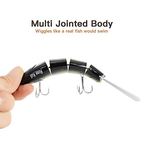 Rose Kuli Fishing Bass Lures Multi Jointed Topwater Life-Like Trout Swimbait Hard CrankBaits