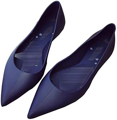 Women Ballet Flats Pointed Toe Jelly Shoes Casual Waterproof Rain Shoes