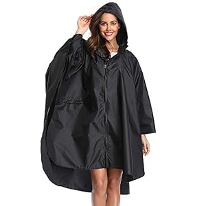 Rain Poncho Coat for Adults Outdoor Hooded Waterproof Zipper Rainwear
