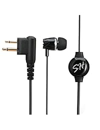 Radio de dos vías Auricular Headset Micrófono 1pin 2Pin Walkie Talkie auricular con PTT de larga desgaste y cristalina calidad de sonido FF Negro