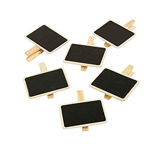 Beauenty Mini Blackboard,10 Pcs Retangle Chalkboard with Wooden Clip Tag Signs for Wedding Party Decor Note Taking