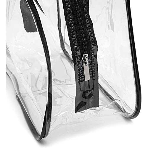 Clear Travel Handbag, Black Handles Stadium Approved Bag with Zipper