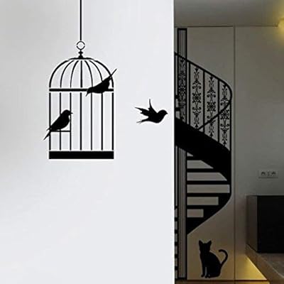 Bird Cage Birds Stencil Home Wall Painting Decor Art Craft Size 14x26cm Amazon Co Uk Diy Tools