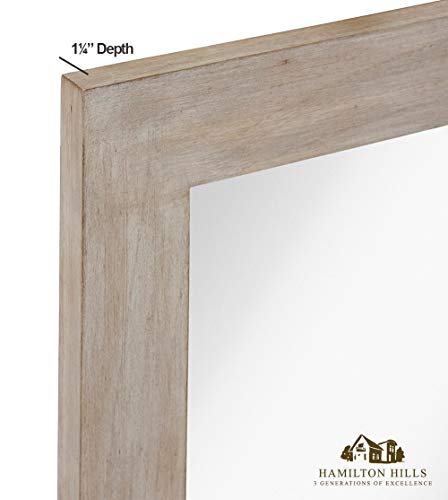 Hamilton Hills White Washed Wood Framed Mirror 30 X 40 Vanity Mirror Rustic Beach Feel Wall Mirrored Frame Beachfront Decor