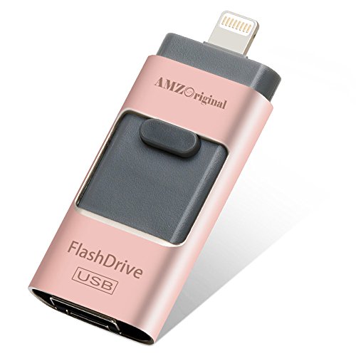 USB Flash Drives for iPhone 16GB Thumb Drive, AMZ Original Lightning Dual USB Jump Drive Memory Stick, External Storage Memory Expansion for Apple IOS iPad Computers (Rose Gold)