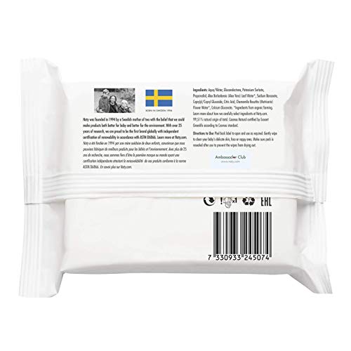 Eco by Naty Thick Flushable Baby Wipes for Sensitive Skin, Unscented, Hypoallergenic, Biodegradable and Compostable, 12 Packs of 42 (504 Count)
