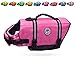 Vivaglory Ripstop Dog Life Jacket, Reflective & Adjustable Preserver Vest with Enhanced Buoyancy & Rescue Handle, Pink, Large