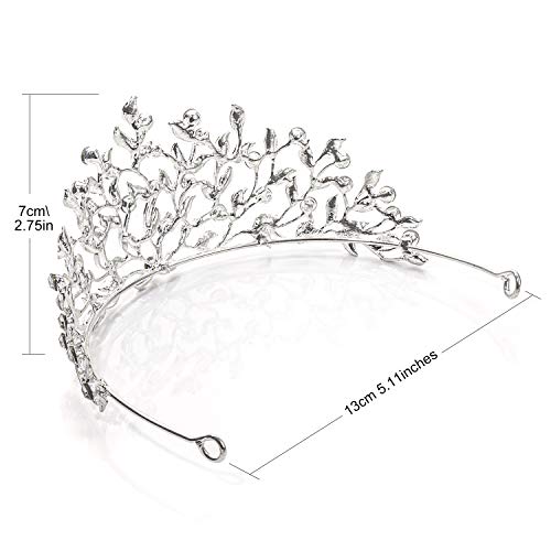 Nipoo Wedding Tiara - Rhinestone Crystal Princess Tiara for Women and Girls at Wedding, Birthday Party, Prom - Sliver