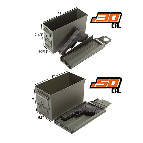 New Military Surplus Steel Ammo Can Double Pack with 50 Caliber Ammo Can (M2A1) and 30 Caliber Ammo Can (M19A1) Made in USA by Milspec Military Manufacturer