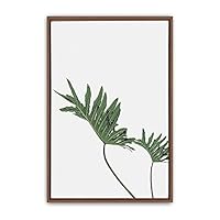 Framed Canvas Wall Art Green Leaves Canvas Prints Home Artwork Decoration for Living Room,Bedroom - 16x24 inches