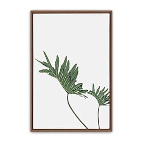 Framed Canvas Wall Art Green Leaves Canvas Prints Home Artwork Decoration for Living Room,Bedroom - 16x24 inches