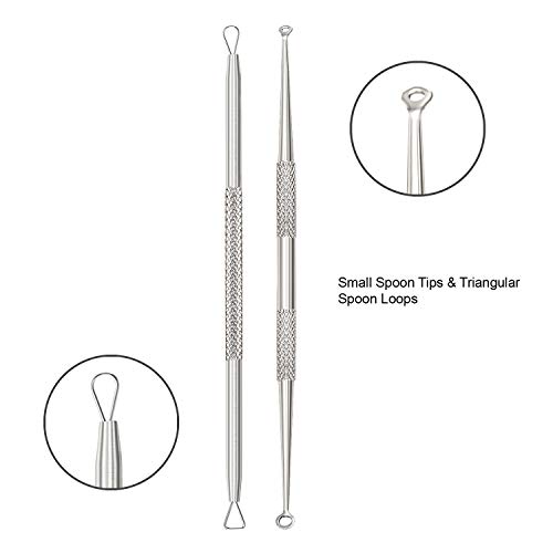 HotLife Professional Blackhead Remover Pimple Comedone Extractor Tools Set of 5, Best Splinter Acne Removal Kit and Skin Tools for Skin Blemishes, Whitehead, Pimples, Cysts and Zit Popper - Thumbnail 6