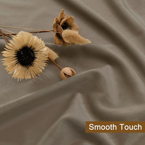 DWCN Set Of 2 Taupe Velvet Curtains with Eyelets H245XB140cm with Ties for Curtains, Velvet Blackout Curtains for Bedroom Living Room, Wonderfully Soft Velvet Curtains