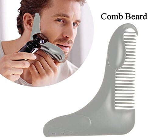 Beard Shaping Tool Template Beard Beard Comb - Template Beard Ruler Shaper Guide Comb Style Tool Trimmer For Men Boys (Gray)