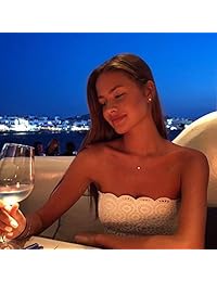 kigmay joyería 925 plata esterlina CZ redondo colgante solitario collar de cadena para las mujeres, 16" + 1", plata de ley, 4121801