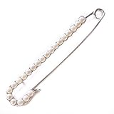 Love Sweety Candy Cane Safety Pearl Pin Scarf Lapel Brooch XZ02 (Silver with Pearl)