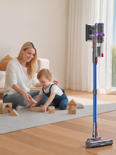 SMOTURE Cordless Vacuum Cleaner, Upgraded 650W 55KPA 70Min Vacuum Cleaner for Home, Pet Brush&3.3Ft Hose, Self-Stand, Auto Mode,Touchscreen, Anti-Tangle Vacuum, Stick Vacuum for Pet Hair/Carpet/Floor