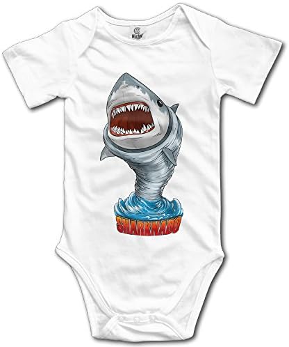 POPYol Baby's Sharknado Bobble Head Hanging Bodysuit Romper Playsuit Outfits Clothes Climbing Clothes Short Sleeve White
