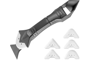 Silicone sealant tool kit, 5-in-1 multi-angle stainless steel scraper, sealant and glass glue corner scraper, suitable for ba