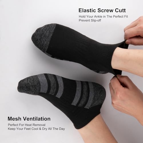 COOVAN 12 Pack Mens Ankle Socks Low Cut Cushioned Comfort Breathable Casual Socks 12 pairs