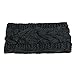 ABC Winter Women Ear Warmer Headwrap Double Color Headband Knit Flower Hairband (Black)