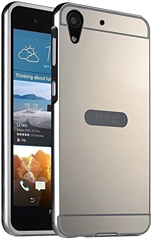 TYDEUS Luxury Metal Aluminum Bumper for HTC Desire 728 Case Detachable + Mirror Hard Back 2 in 1 Cover Ultra Thin Frame Silver